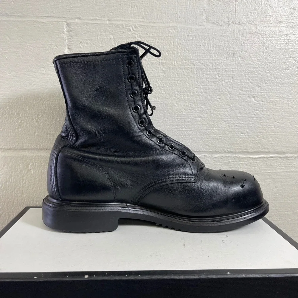 Red Wing 4473 Black Leather Firefighter Work Safety Toe Boots Men's 9.5 USA MADE